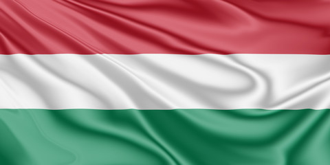 Obraz premium Flag of Hungary fluttering in the wind