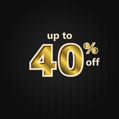 Discount up to 40% off Label Price Gold Vector Template Design Illustration
