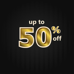 Discount up to 50% off Label Price Gold Vector Template Design Illustration
