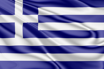 Flag of Greece floating in the wind