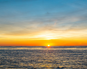 A tropical sunset over the Atlantic Ocean from Grand Bahama, Bahamas 