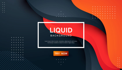 Orange liquid background. Dynamic textured geometric element design with dots decoration. Modern gradient light vector illustration