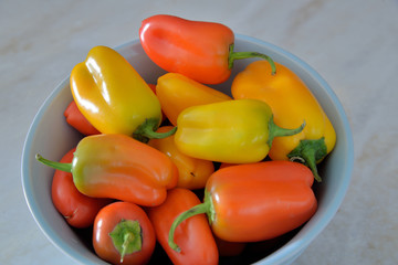 Closeup of small sweet peppers.