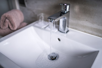 Modern bathroom faucet, Very high end faucet, sink, and counter in a luxury bathroom