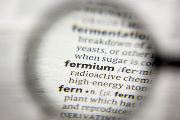 The word or phrase Fermium in a dictionary.