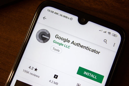 Ivanovsk, Russia - July 07, 2019: Google Authenticator app on the display of smartphone or tablet.