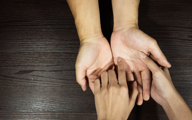 The fortune teller is looking at the palm. Or hand lines that indicate fate or predict fate By...