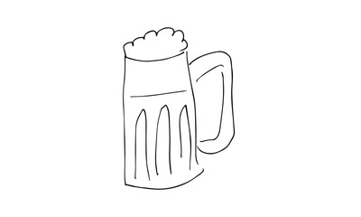 hand-drawn mug of beer.bar alcoholic Doodle art use it as a clipart in greeting cards, print on clothes, animation, packaging or design of your website