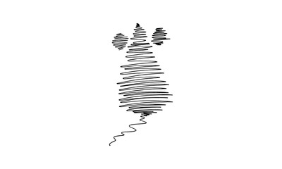 hand-drawn mouse silhouette. symbol of the year 2020. Christmas and new year Doodle art. use it as a clipart in greeting cards, print on clothes, animation, packaging or design of your website