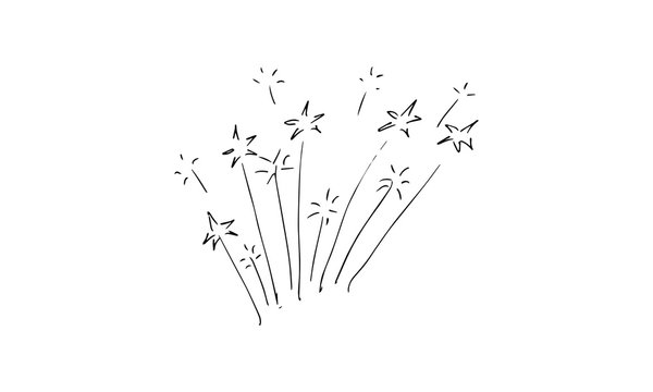 hand drawn fireworks . Christmas and new year drink Doodle art. use it as a clipart in greeting cards, print on clothes, animation, packaging or design of your website