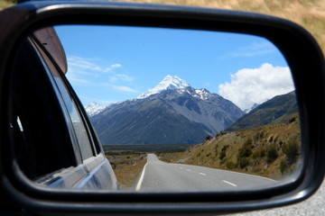 Panoramic view of Aoraki Mount Cook the highest mountain in New Zealand in the Southern Alps, the...