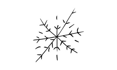 hand-drawn snowflake. Christmas and new year Doodle art. use it as a clipart in greeting cards, print on clothes, animation, packaging or design of your website