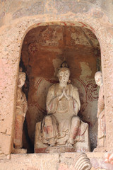 Maijishan Cave-Temple Complex in Tianshui , Gansu Province , China. Artistic treasures of Maiji Mountain caves. UNESCO World Heritage Site.