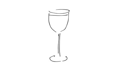 hand-dran wine glass. Christmas, new year any holidays Doodle art. use it as a clipart in greeting cards, print on clothes, animation, packaging or design of your website