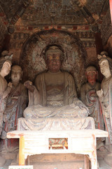 Maijishan Cave-Temple Complex in Tianshui , Gansu Province , China. Artistic treasures of Maiji Mountain caves. UNESCO World Heritage Site.