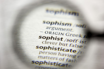The word or phrase Sophist in a dictionary.