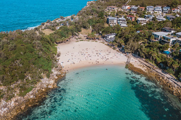 AUSTRALIA, Sydney: drone shot of Shelly Beach, in Manly. 