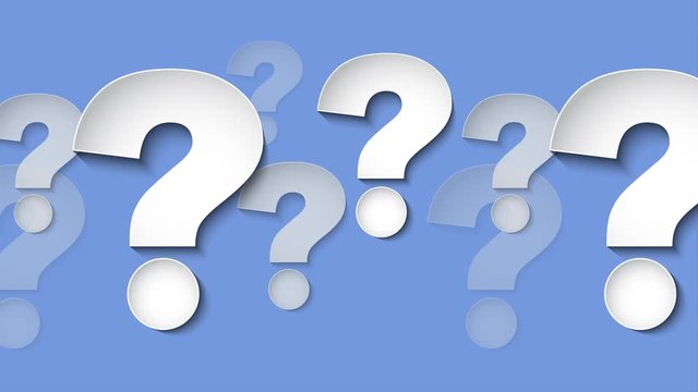 Question marks. on blue background animation.