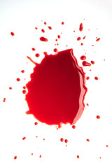 Fototapeta na wymiar Blood splashed isolated on white background.