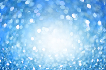 Blue Glister Background Christmas lights ,Abstract Blurred Bokeh Holiday festive background made with new year backdrop