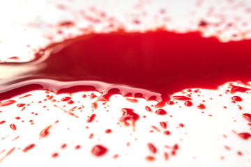 Blood splashed isolated on white background.