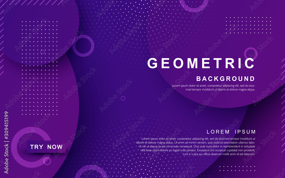 Poster purple color geometric background. dynamic textured geometric element design with dots decoration.