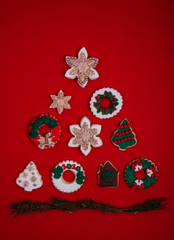 Christmas pine tree made of Christmas special cookies