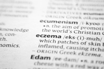 Fototapeta premium Word or phrase Eczema in a dictionary.
