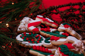 Different shapes and tastes of Christmas cookies.