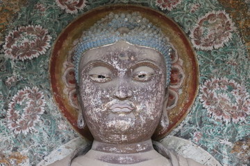 Maijishan Cave-Temple Complex in Tianshui , Gansu Province , China. Artistic treasures of Maiji Mountain caves. UNESCO World Heritage Site.