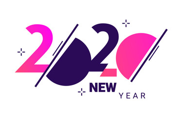 Vector creative template with number 2020 on white background. Illustration of happy new year 2020 design.