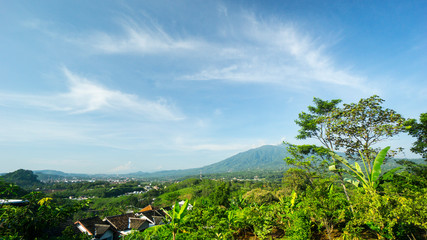 Beautiful morning view in a village Pudak Payung in Semarang, Indonesia