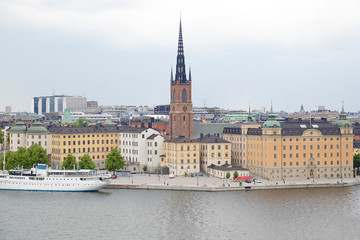 Fototapeta na wymiar Panoramic view of Stockholm and Riddarholm Church, Sweden