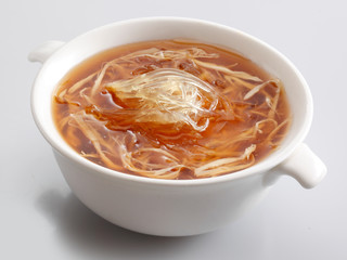 Chinese Noodle Soup with Sliced Chicken Meat. Asian Soup. Angsio Hisit Soup