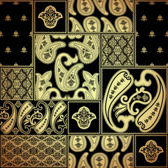 Seamless pattern with paisley. Oriental filigree motif