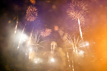Fireworks overlay for holiday backgrounds with copy-space.
