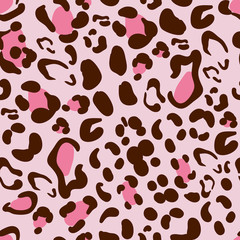 Pink Leopard pattern design. Animal skin texture. Seamless vector background.