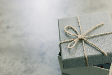 open empty gift box on table.  A present on holiday.