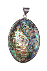 iridescent abalone shell in pendant isolated