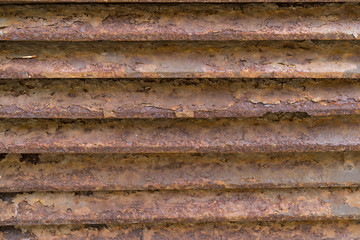 Rusty Corrugated Metal Background as metal wall, as textured background with horizontal lines.