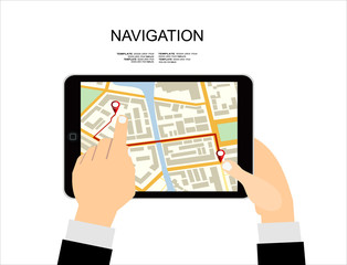 Global Positioning System, navigation. Vector illustration