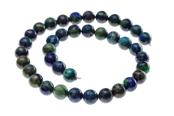 spiral string of beads from natural azurite gems