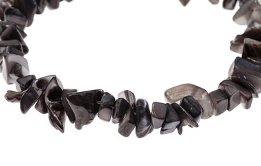 string of beads from natural gray nacre pieces