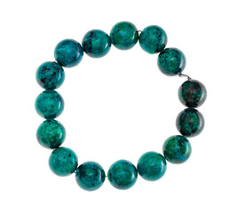 string of beads from natural chrysocolla gemstone