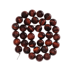 spiral string of beads from bull's eye gemstone
