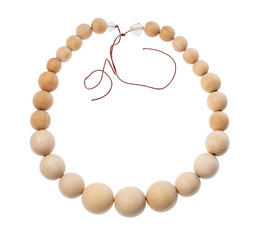 string of wooden beads isolated on white