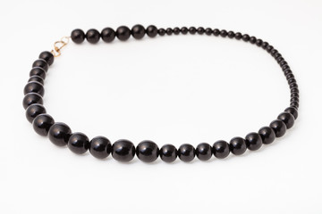 necklace from polised jet stone (georgian gagate)