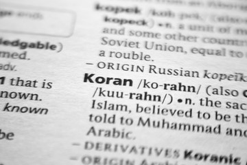 Fototapeta premium Word or phrase Koran in a dictionary.