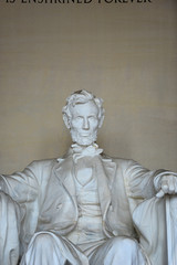 Lincoln Statue in Lincoln Memorial, Washington, District of Columbia DC, USA.