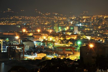 Fototapeta premium Night scene in the city of Rijeka in Croatia